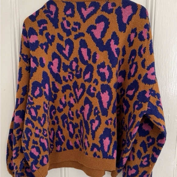 FARM Rio Women's Colorful Leopard Sweater - Brown, Pink, Blue - Picture 2 of 6
